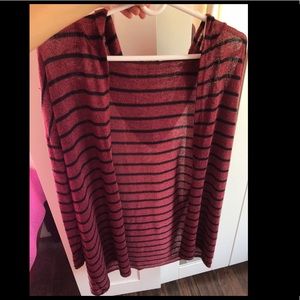 Maroon cardigan with hoodie